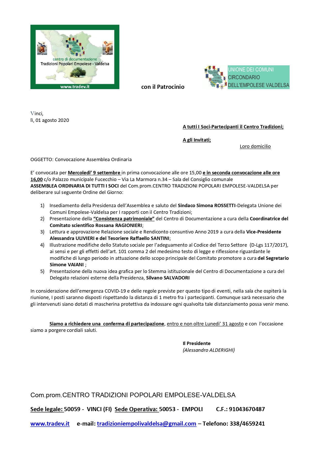 ASSEMBLEA DEI SOCI-PARTECIPANTI DEL 9 SETTEMBRE 2020